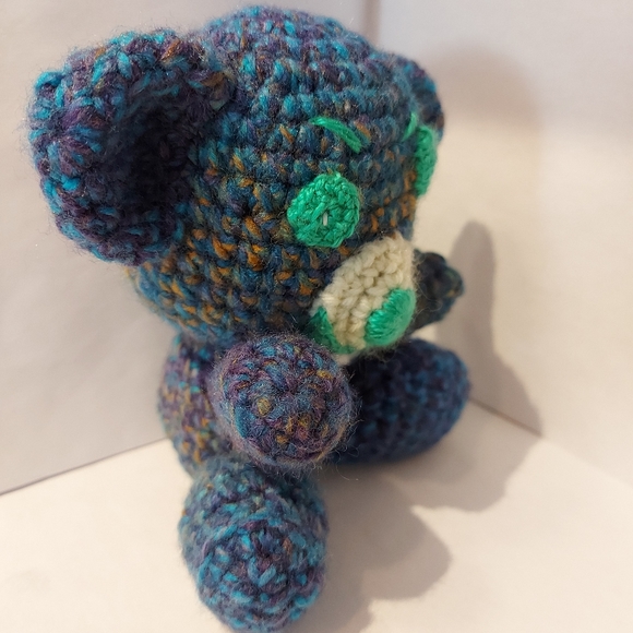 Handmade Crochet Teddy Blue Bear - Picture 2 of 8